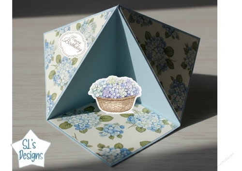 Hydrangea Basket Pop-Up Birthday Card