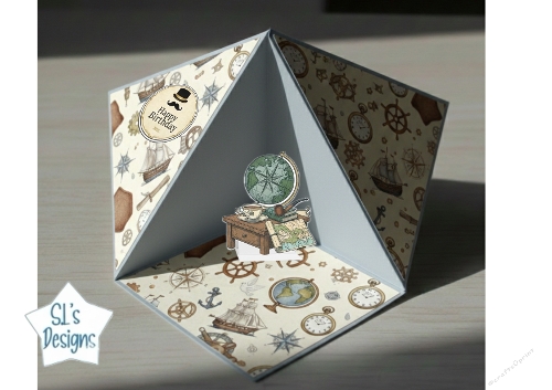 Vintage Nautical Explorer Pop-Up Birthday Card Kit