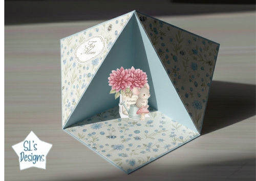 Autumn Mouse & Floral Basket Pop-Up Card for Mom