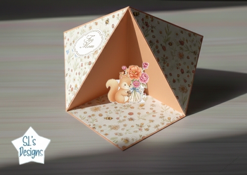 Squirrel & Flower Jar Pop-Up Card for Mom