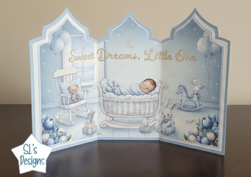 Sweet Dreams Cradle Scene Card Topper – Baby Boy Edition