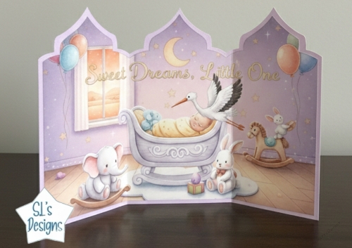 Sweet Dreams Cradle Scene Card Topper – Whimsical Nursery Edition