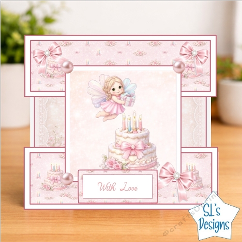 Fairy Birthday Topper with Cake and Candles 