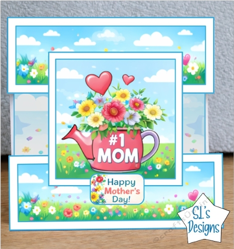 Mothers Day Topper with Watering Can and Flowers