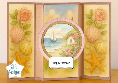 Seaside Roses Birthday Card Kit – Tri-Fold Design