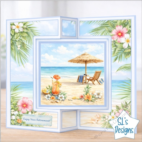 Tropical Beach Retirement Card Topper