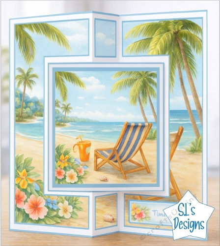 Tropical Beach Chair Card Topper – Summer Relaxation Scene