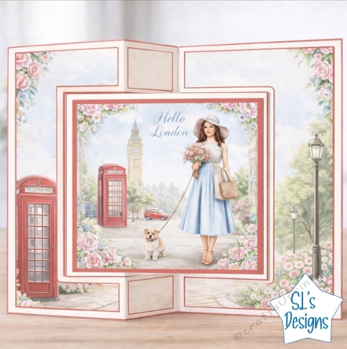 London Lady Card Topper – Big Ben and Roses Scene