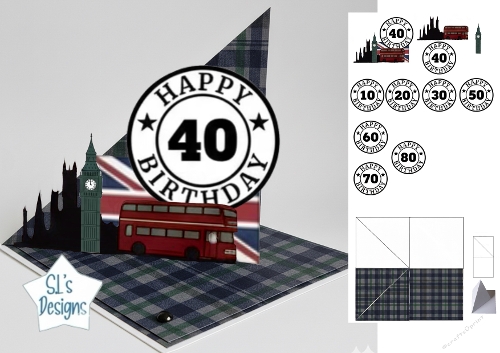 London Pop-Up Birthday Card Kit – Milestone Ages 10 to 80