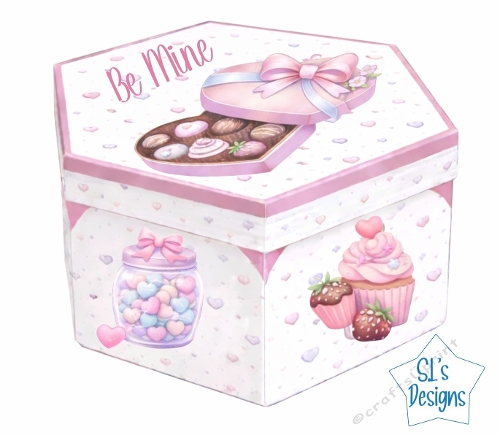 Be Mine Valentine Hexagon Gift Box – Chocolates, Cupcakes, Candy Jars & Sweet Hearts Design