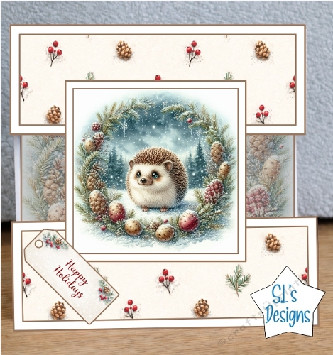 Cute Winter Hedgehog Holiday Card Front