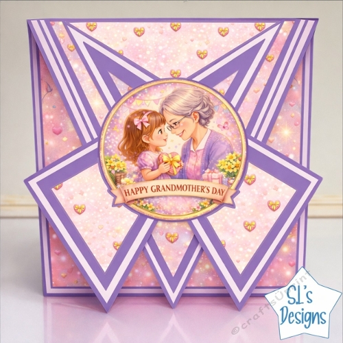 Beautiful Grandmothers Day Card Topper with Girl and Grandma