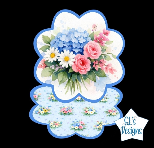 Floral Scalloped Card Toppers with Roses, Hydrangeas and Daisies