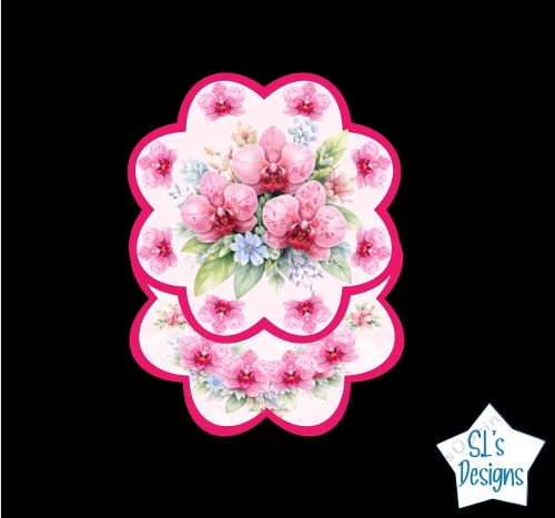 Pink Orchid Floral Scalloped Card Toppers