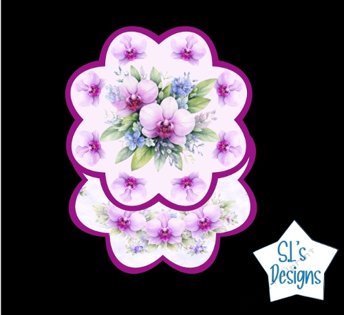 Purple Orchid Floral Scalloped Card Topper