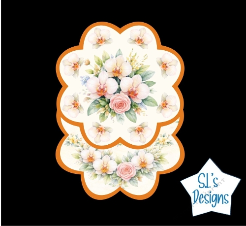Pink Rose and White Orchid Scalloped Card Toppers