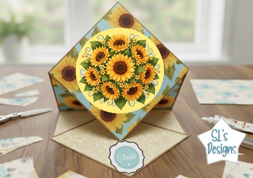 Sunflower Pop‑Up Greeting Card with Bright Floral