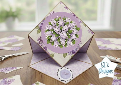 Elegant Lilac Flower Pop‑Up Card • 3D Floral Bouquet Greeting 