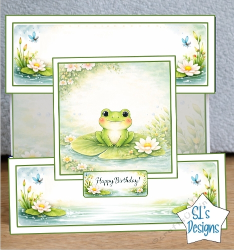 Cute Frog on Lily Pad Birthday Card Topper