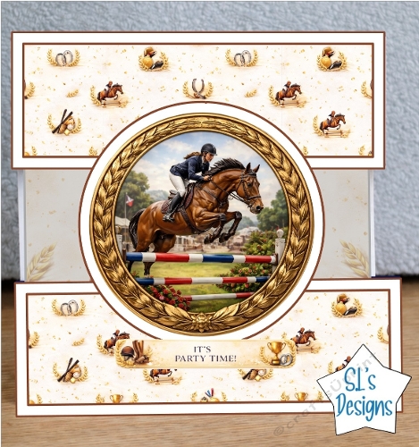 Equestrian Show Jumping Party Card Topper