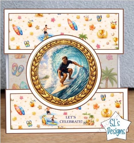 Surfing Celebration Card Topper 