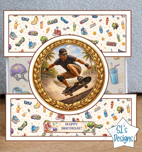Skateboarder Birthday Card Topper