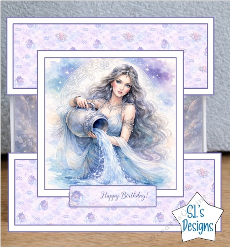 Aquarius Zodiac Birthday Card Topper 
