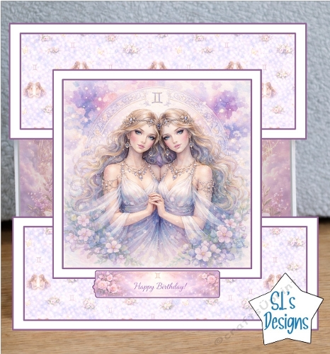 Gemini Zodiac Birthday Card Topper