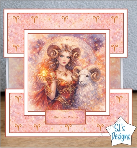 Aries Zodiac Birthday Card Topper