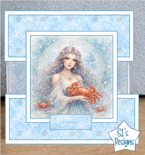 Cancer Zodiac Birthday Card Topper