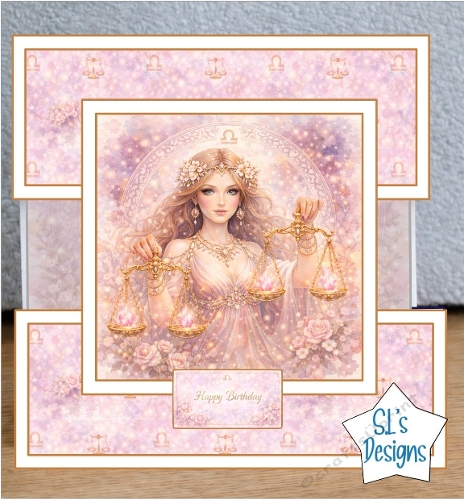 Libra Zodiac Birthday Card Topper
