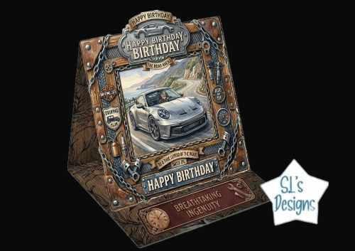 Sports Car Driving Birthday Card for Him 