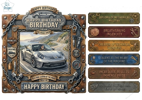 Sports Car Driving Birthday Card for Him