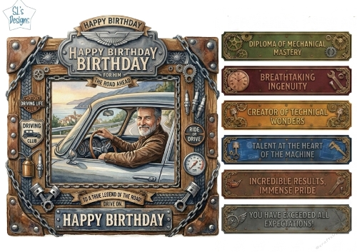 Classic Car Driving Birthday Card for Him 