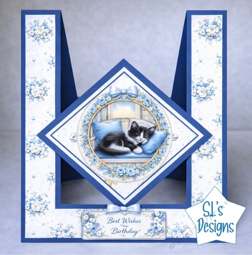 Sleeping Kitten Birthday Card Topper