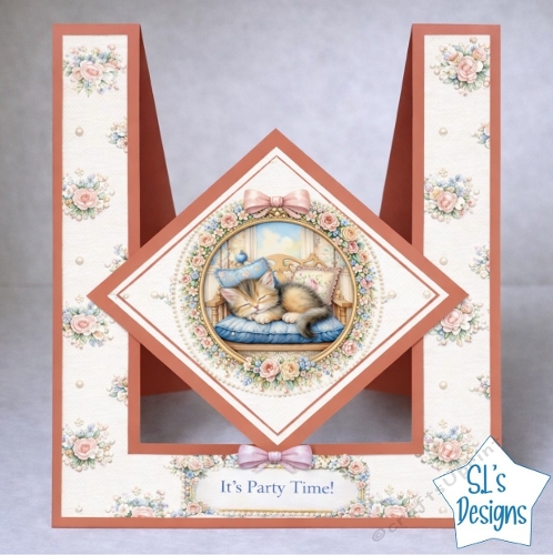 Sleeping Kitten Birthday Card Topper