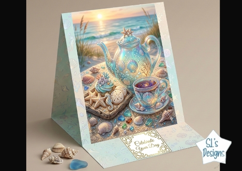 Beach Sunset Tea Set Card Front 