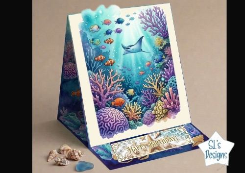 Vibrant Underwater Coral Reef Birthday Card with Colorful Fish & Ocean Scene
