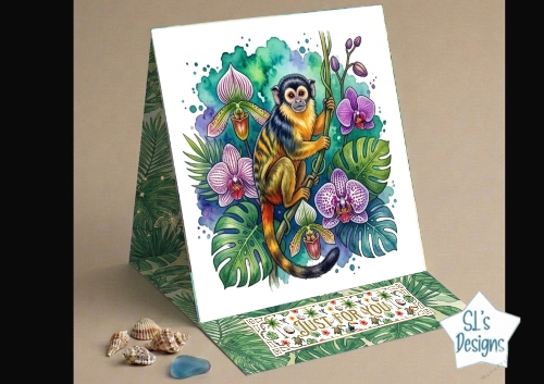 Tropical Monkey Just For You Card – Vibrant Printable Greeting Card for Any Occasion