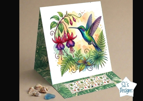 Tropical Hummingbird Just For You Card – Elegant Printable Greeting Card for Any Occasion