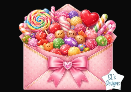 Sweet Candy Envelope with Bow – Cute Whimsical Treats Clipart for Cards & Crafts