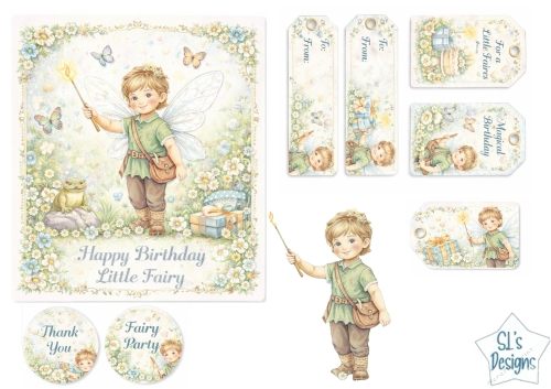 Little Fairy Boy Birthday Card & Tags – Magical Pastel Printable Kit