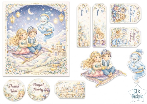 Magical Arabian Nights Birthday Card & Tags – Flying Carpet Printable Kit