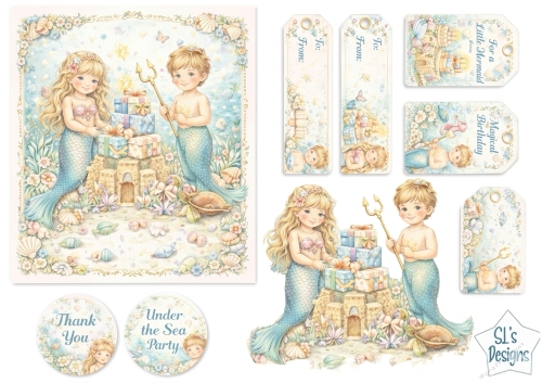 Under the Sea Mermaid Birthday Card & Tags – Magical Printable Party Kit