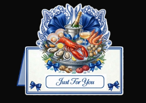 Luxury Seafood & Champagne Celebration Card Front 