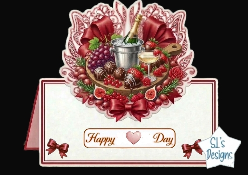 Romantic Champagne & Chocolates Happy Heart Day Card Front