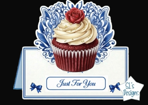 Elegant Red Velvet Cupcake Just For You Card Front