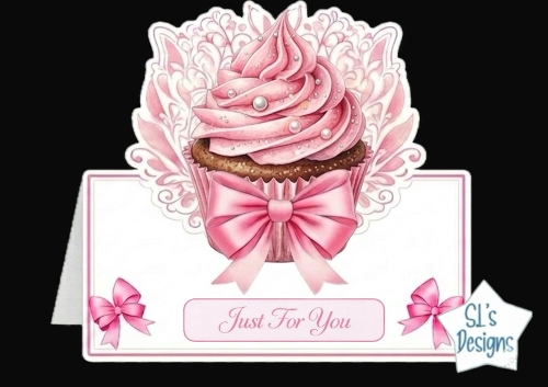 Pink Chocolate Cupcake Just For You Card Front