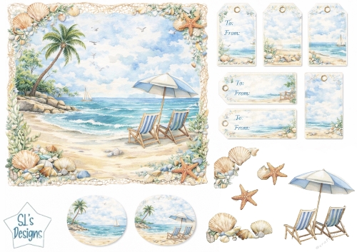 Beach Chairs & Umbrella Gift Tags – Coastal Summer Printable Set