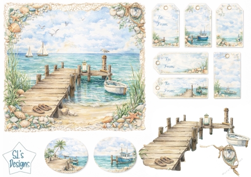 Seaside Pier & Rowboat Gift Tags – Nautical Coastal Printable Set
